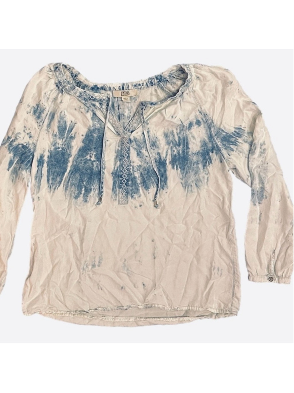 Vintage America Tie-Dye Embroidered Top